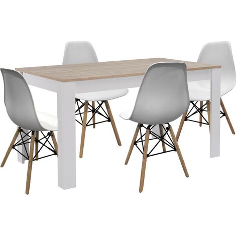 Pack Mesa de Comedor o Cocina + 4 Sillas Estilo Nordico (1/5)