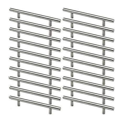 20 x Stainless Steel Kitchen Cabinet Handles 128mm Hole Spacing, Brushed Steel T-Handle for Cabinet Door (1/5)