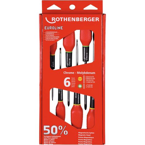 ROTHENBERGER Jeu de tournevis EUROLINE, 2xPZ, 4xfente - 73571