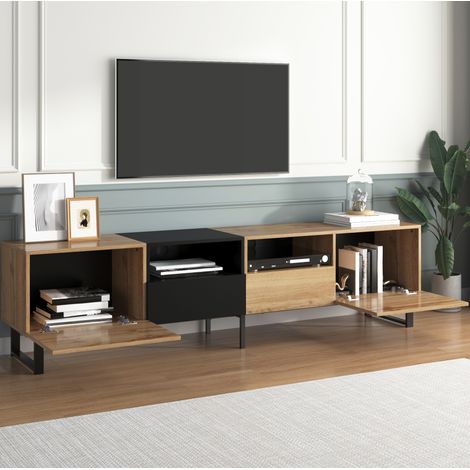 credenza mobile tv 190 cm con 2 porte 2 cassetti nero legno OKMYHOME (1/5)