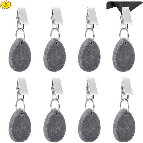 Tischdeckenbeschwerer, 8 Stück, Stein-Tischdeckenbeschwerer mit Clip, Marmor-Tischdeckenbeschwerer, Tischdecken-Anhänger, Stein-Tischdecken-Clip für Outdoor, Camping, Picknick, Party und Garten (1/5)