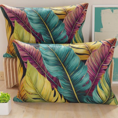 Paire de taies d'oreiller 30 x 50 cm en Microfibre, Coussins d'ameublement, canapé, Salon, 2 Housses de Coussin, taie d'oreiller Florale 199, 100% fabriqué en Italie (1/5)