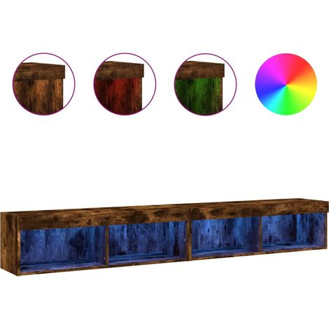 Maison Exclusive - Mobili Porta TV con Luci LED 2 pz Rovere Fumo 100x30x30 cm