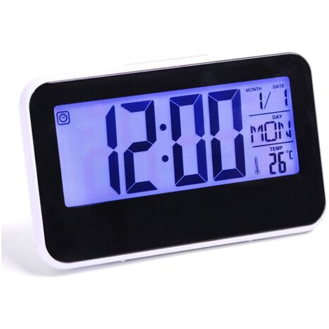 Grande horloge murale LCD silencieuse avec affichage de la température et de l'humidité, horloge avec jour de la semaine et date, horloge murale numérique pour bureau à domicile (1/4)