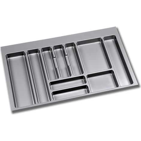 Emuca Cubertero para cajón de cocina, módulo 900 mm, Plástico, Gris -