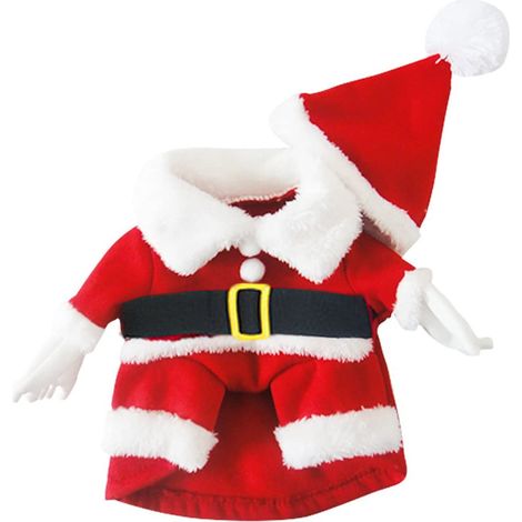 Costume De Noël Pour Chien - Tenue De Père Noël Avec Capuche Et Bonnet - Pour Chiens Et Chats - Taille S À XL - Lot De 1 (1/5)