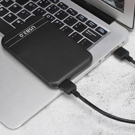 Boîtier pour disque dur 2,5 pouces, ultra-fin et portable, avec interface USB 3.0 pour ordinateur portable (noir) (1/5)
