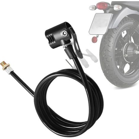 Tubo per pompa ad aria, tubo per pompa da bicicletta, tubo per gonfiaggio pneumatici, raccordo a tenuta stagna, 125 cm, nero (1/5)