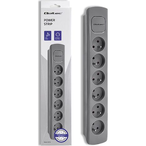 Qoltec Steckdosenleiste 6 Steckdosen 1,8 m Grau (1/5)
