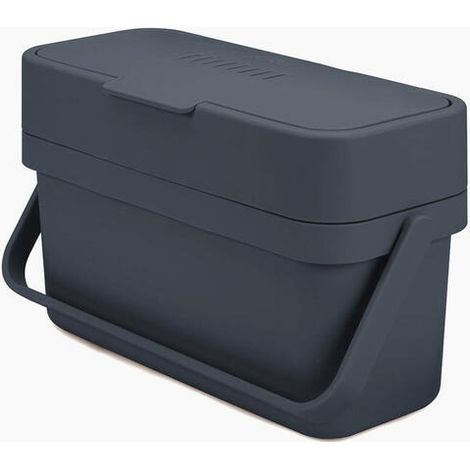 Cubo para residuos orgánicos Compo™ 4 de Joseph Joseph – Capacidad de 4 litros, diseño estrecho, tapa abatible con ventilación ajustable, incluye soporte para puerta, color grafito (1/4)