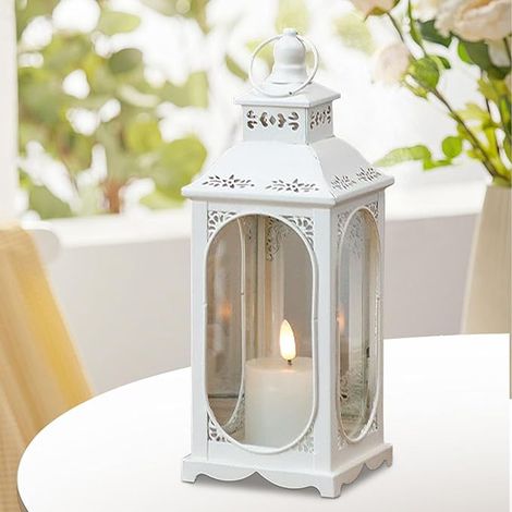 Lanterne blanche métal 34 cm Extérieure Intérieure (1/5)