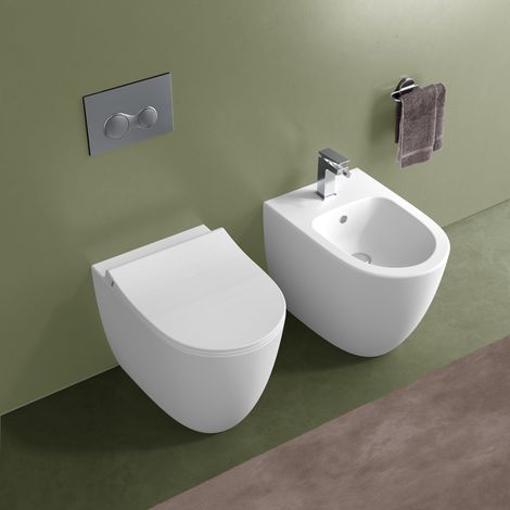 WC filomuro Sento con sedile softclose incluso - Colore: Bianco opaco