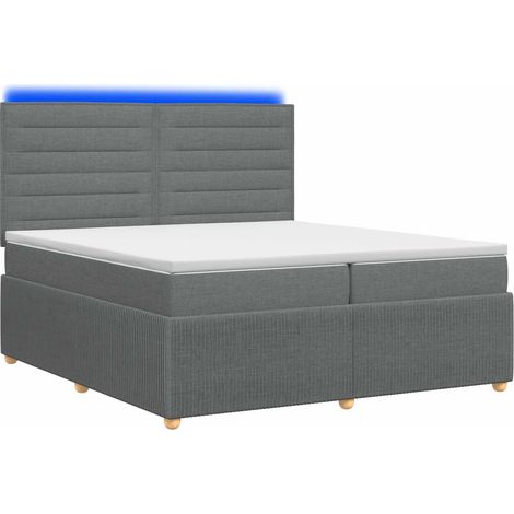 Maison Exclusive - Letto Box Spring LED con Materasso Grigio Scuro 200 x 200 cm (1/5)