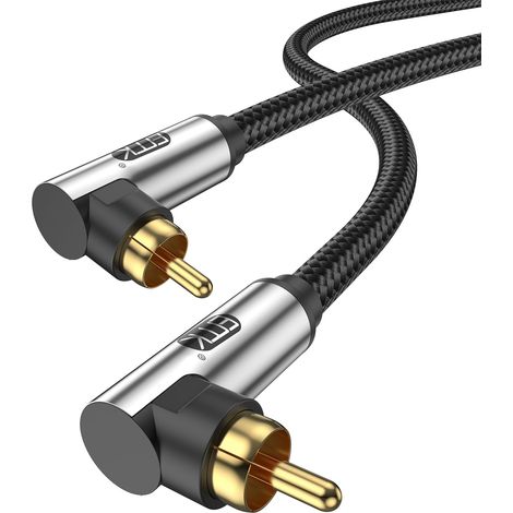 Câble audio coaxial à 90° pour caisson de basses - Câble audio numérique RCA - Pour amplificateur, haut-parleur, barre de son, home cinéma et systèmes HiFi (10FT/3M) (1/5)