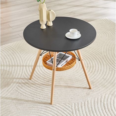 Runder Esstisch mit Stauraum 80 cm MDF Massivholz OKMYHOME (1/5)