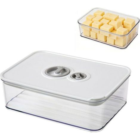 Boite fromage frigo 1250 ml avec couvercle hermetique et bouton de reglage du temps Boite a fromage pour frigo empilable utilisable aussi comme plateau fromage frigo pratique et facile a nettoyer (1/5)