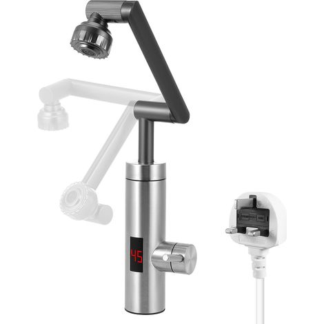 Instant Hot Water Tap, Electric Tap UK Plug, 220V 3000W Electric Hot and Cold Mixer Water Faucet with LED Digital Display for Kitchen Bathroom,Tap 4