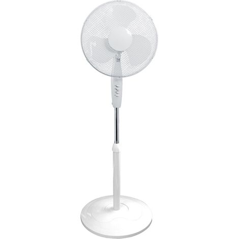 Ventilador de Pie 50W Oscilante Blanco  3 Velocidades y Altura Ajustable, Base Redonda