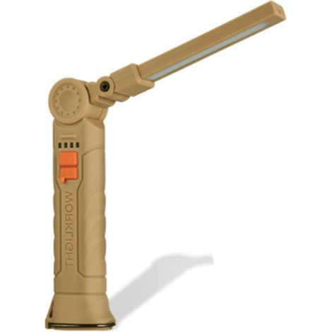 Lampe de travail LED rotative à 360° avec base magnétique et crochet pliable, rechargeable USB-C, étanche IPX5, couleur kaki (1/5)