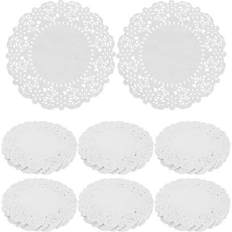 Napperons en papier blanc jetables, ronds, pour la pâtisserie, adaptés à diverses préparations culinaires (140 pièces). (1/5)