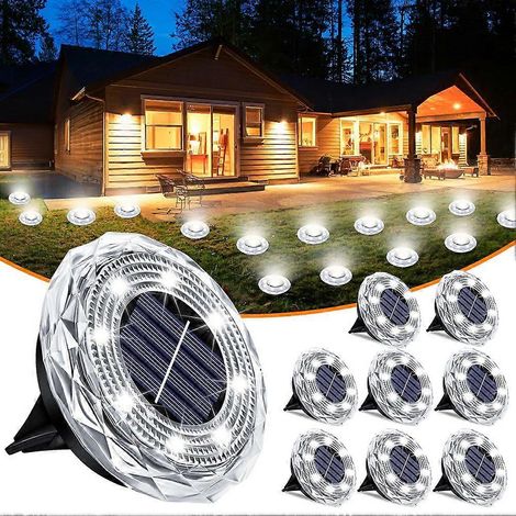 Set mit 8 wasserdichten Solar-Gartenleuchten für Terrasse und Einfahrt. (1/5)