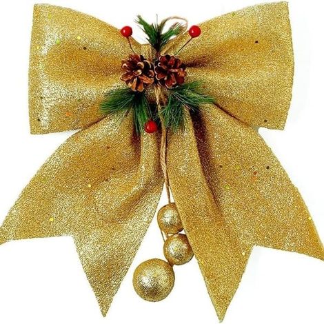 Guirlande décorative géante pour sapin de Noël, ornée de paillettes et de pommes de pin. (1/5)