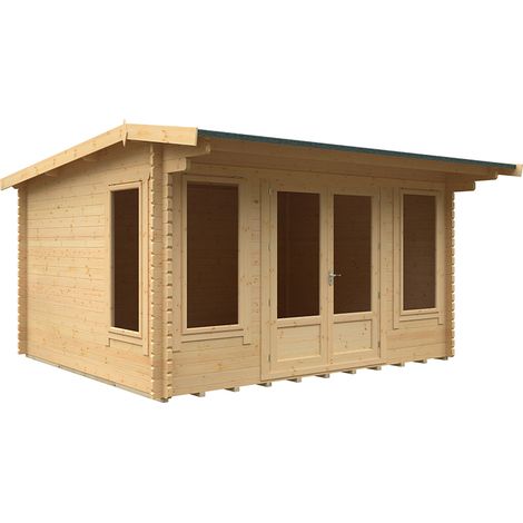 14x12 The Jacob 44mm Cabin - L415 x W355 x H247 cm - Solid Wood/Softwood/Pine - Natural