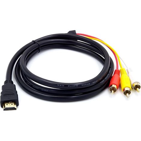 HDMI Mâle vers 3 RCA, Câble HDMI vers RCA AV 1.5M, 1080p Adaptateur Audio Vidéo Unidirectionnel pour Connexion Lecteur à Téléviseur, Non Compatible avec PC DVD et Autres Appareils avec Sortie (1/5)