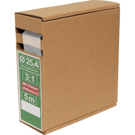 Quadrios 25CA506 Schrumpfschlauch mit Kleber Transparent 25.4 mm 8.5 mm Schrumpfrate:3:1 5 m