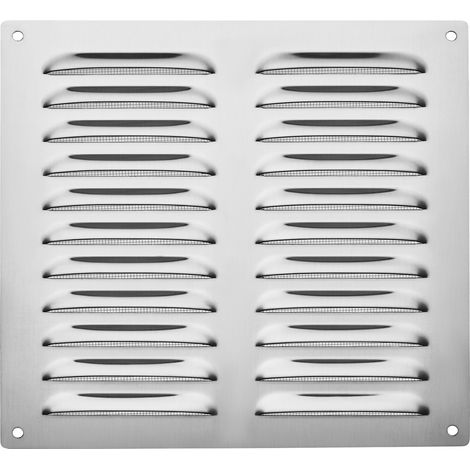 SOTECH Lüftungsgitter Edelstahl gebürstet aufschraubbar mit Insektenschutz, 200 x 200 mm