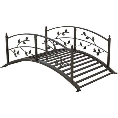 Pont de jardin pont de bassin décoration du jardin dim. 119L x 67L x 47H cm avec motif balustrade noir