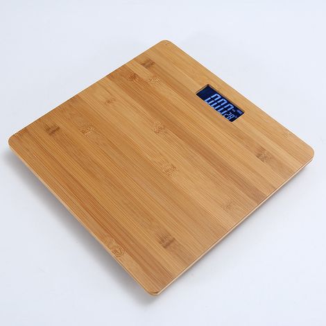 Balance Pèse Personne à Plataforme Bambou, Accessoire Salle de Bain, Pèse Personnes Écologique 200 kg (440 lb), 30 x 30 x 3 cm