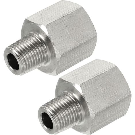 Hexagonal Réduction Bague 1/8 PT Mâle à 1/4 PT Femelle Inox Acier Tuyau Raccord Réducteur Adaptateur 2pcs (1/5)