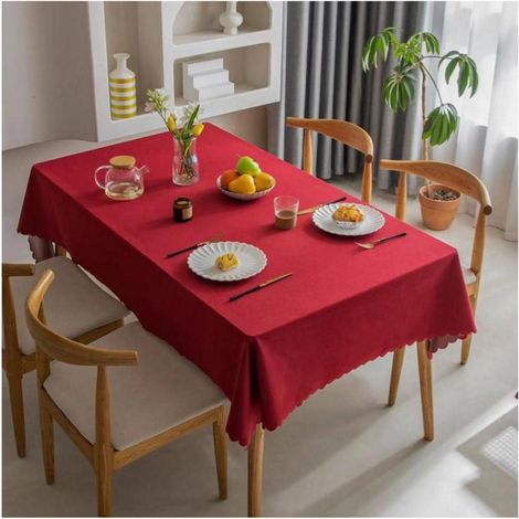 Rechteckige Tischdecke 180x140 cm, fleckabweisend, wasserdicht, burgunderrot