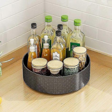 Étagère à épices rotative avec plateau tournant en acier au carbone. Organisateur de rangement pour condiments de cuisine. Pots à épices, herbes et flacons. (1/5)