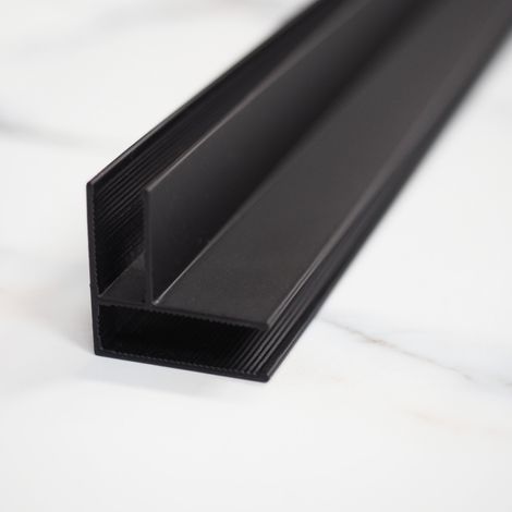 200cm schwarz Wandanschlussprofil L-Profil für Walk In Duschen Dusche Duschabtrennung Glas 8 mm (1/4)