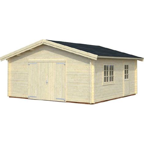 Garage en bois  Roger 23,9 m2 porte bois Naturel (1/2)