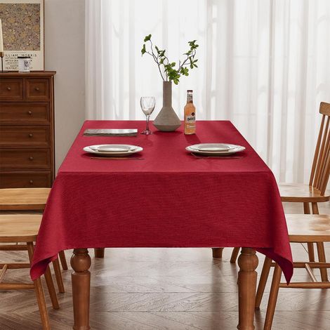 Nappe Noël Rouge 145x300 cm, anti-taches, infroissable