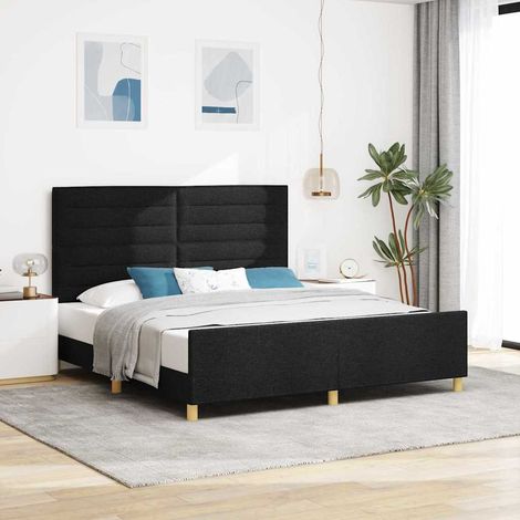 Bettgestell mit Kopfteil Schwarz 180 x 200 cm Stoff (1/5)