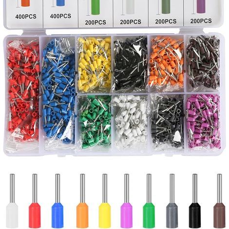 Crimp-Elektroklemmen, 100 Stück kaltgepresste isolierte Aderendhülsen 0,5 mm² Crimp-Klemmen Aderendhülsen Verbinder für Drahtverbindungen, Elektrikerzange (1/5)