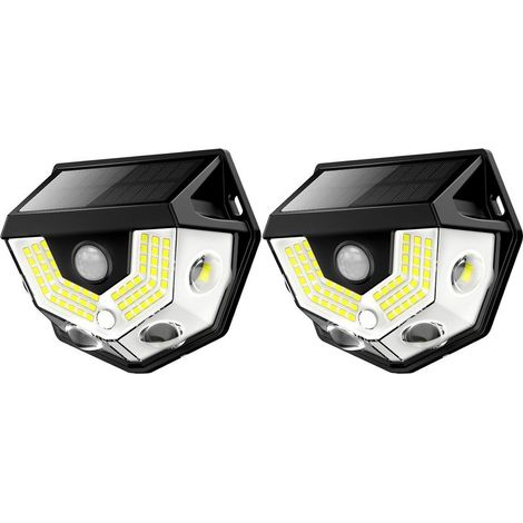Lampe solaire à détecteur de mouvement, grand angle 270°, étanche IP65, éclairage de sécurité extérieur pour porte d'entrée, cour et garage (lot de 2) (1/5)