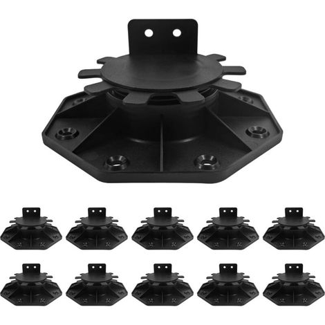 Lot de 10 roulements de piédestal de terrasse, hauteur réglable de 30 à 60 mm, matériau PP, pour fontaines à eau, jardins en terrasse, pavage de cour, etc. (1/5)
