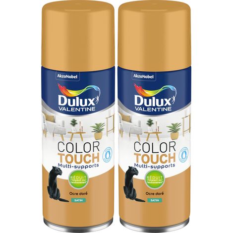 Lot de 2 - Peinture aérosol Color Touch Multi-Supports - Satin Ocre Doré 400 ml - Dulux Valentine