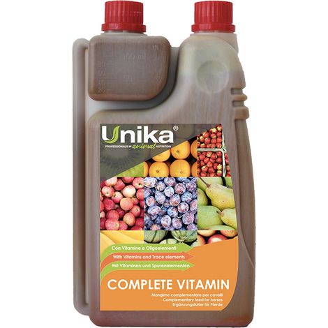Complete Vitamin mangime complementare, in forma liquida, a base di vitamine importanti per il benessere dell’organismo, ideale per ottimizzare l’alimentazione del cavallo 1,5 l