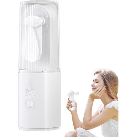 Longziming - Ventilateur USB portable - Ventilateur de poche avec lampe - Rafraîchisseur d'air personnel - Lampe torche intégrée - Rechargeable par USB - Matériau ABS - Compact et léger - Idéal pour l (1/5)