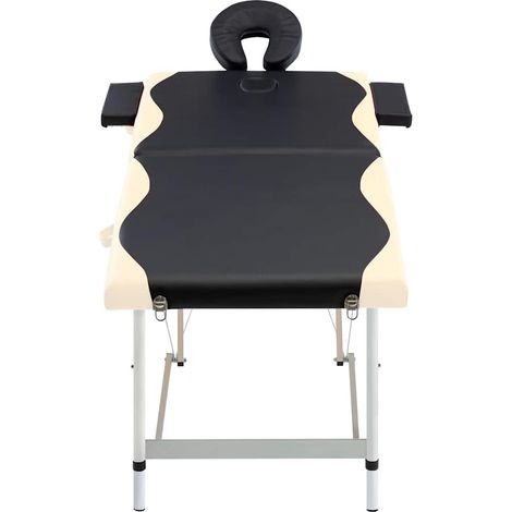 vidaXL Camilla de masaje plegable 2 zonas aluminio negro y beige (1/2)