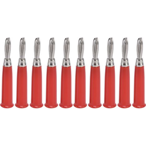 Lot de 20 fiches bananes, connecteurs en cuivre de 4 mm, kit de fiches pour câbles haut-parleurs (rouge) (1/5)