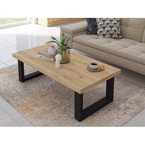 Table basse contemporaine rectangulaire chêne clair Valeria (1/2)