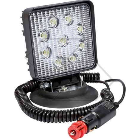 Faro lavoro macchina agricola a 9 LED con base magnetica 12 / 24 V 2000 L A28412