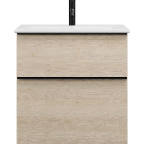 burgbad Eqio Slim lavabo en céramique avec meuble sous-lavabo,